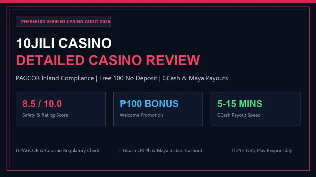 10JILI Casino Casino Review Philippines 2026 Free 100 Bonus GCash